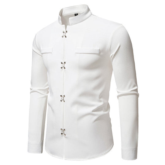 Herren Hemd mit asiatischem Knopfdesign Shopnory