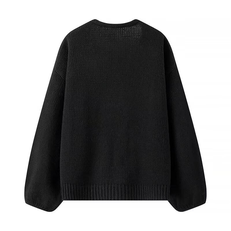 Damen Oversized Strickcardigan mit V-Ausschnitt und Pailletten‑Schleifen Shop Nory