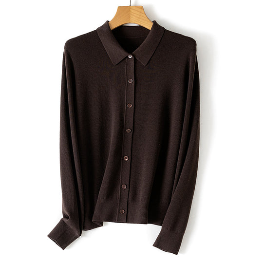 Damen Feiner Knopfcardigan mit Hemdkragen und feinem Feinstrick Shop Nory