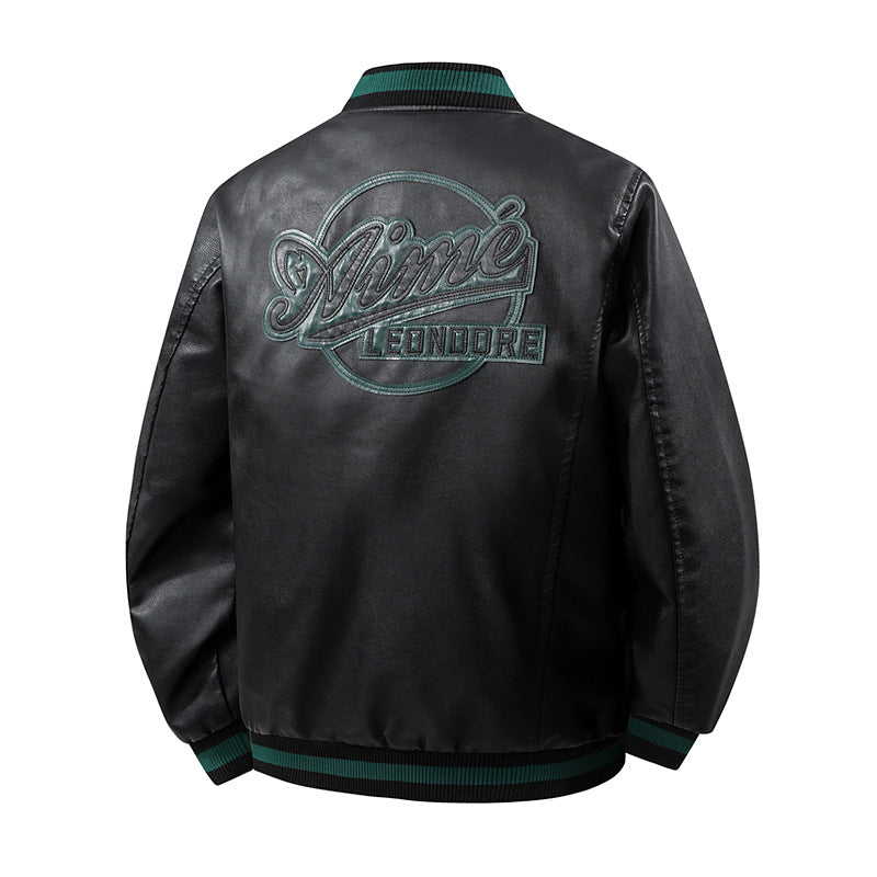 Herren Modische Kunstleder-Bomberjacke mit praktischen Taschen Shop Nory