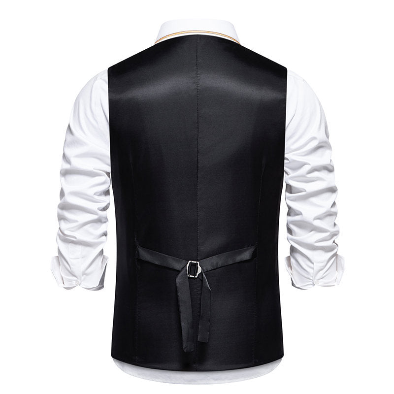 Herren elegante Anzugweste mit klassischem Herringbone-Muster und praktischen Taschen Shopnory