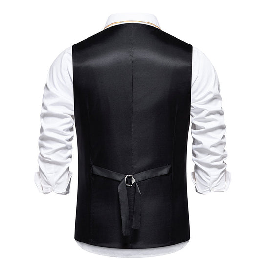 Herren elegante Anzugweste mit klassischem Herringbone-Muster und praktischen Taschen Shopnory