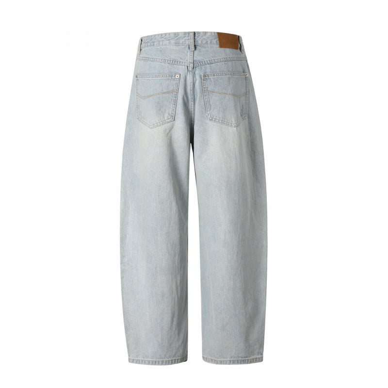 Damen Baggy-Denimhose mit hohem Bund, Destroyed-Details und geradem Bein Shop Nory