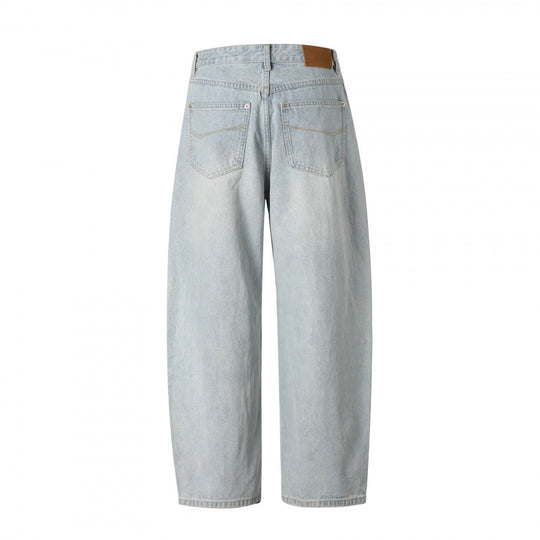 Damen Baggy-Denimhose mit hohem Bund, Destroyed-Details und geradem Bein Shop Nory