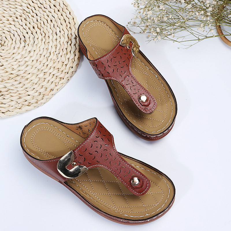 Damen Bequeme Zehentrenner-Sandalen mit verstellbarem Riemen und gepolsterter Sohle
