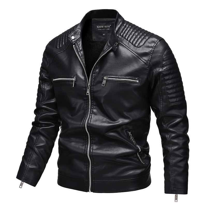 Herren Modische Kunstlederjacke mit Reißverschluss und strukturierten Akzenten Shop Nory