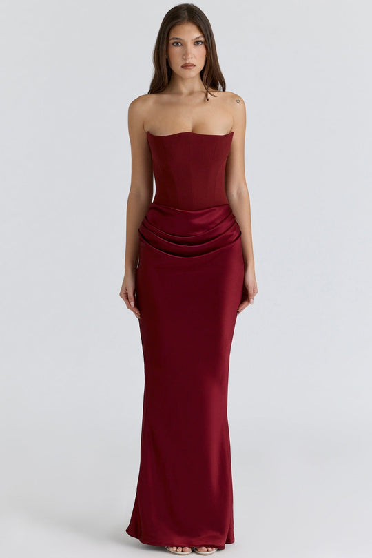 Damen Elegantes Abendkleid mit Herz-Ausschnitt und schimmerndem Oberteil Shopnory