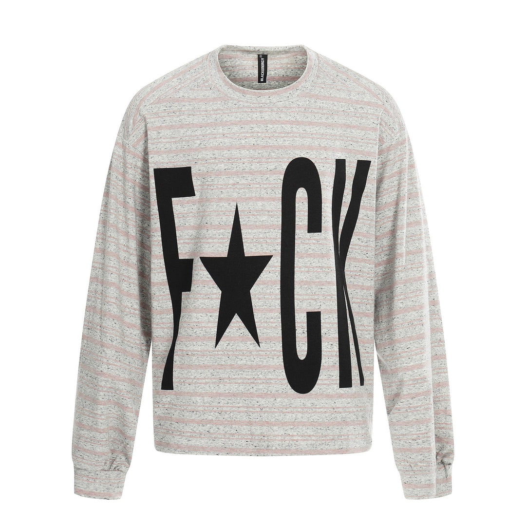 Damen Gestreiftes Oversize-Sweatshirt mit großflächigem Typo-Print und Rundhalsausschnitt Shop Nory