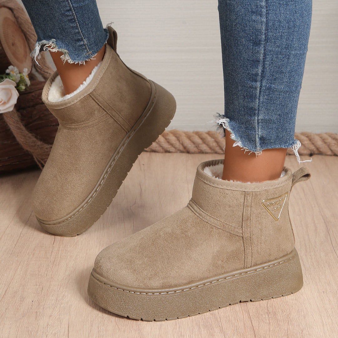 Damen Gefütterte Plateau‑Stiefeletten aus Wildlederoptik mit Teddyfutter Shop Nory