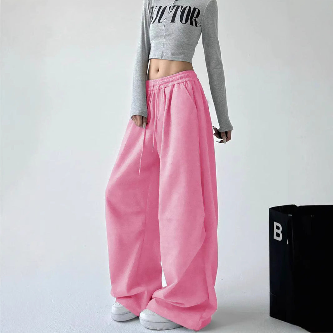 Damen weit geschnittene High-Waist Loungehose mit elastischem Bund, Tunnelzug und seitlichen Eingrifftaschen Shop Nory