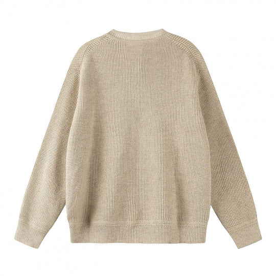 Unisex Boxy-Strickpullover mit Henley-Ausschnitt und strukturierter Waffelstrickoptik Shop Nory