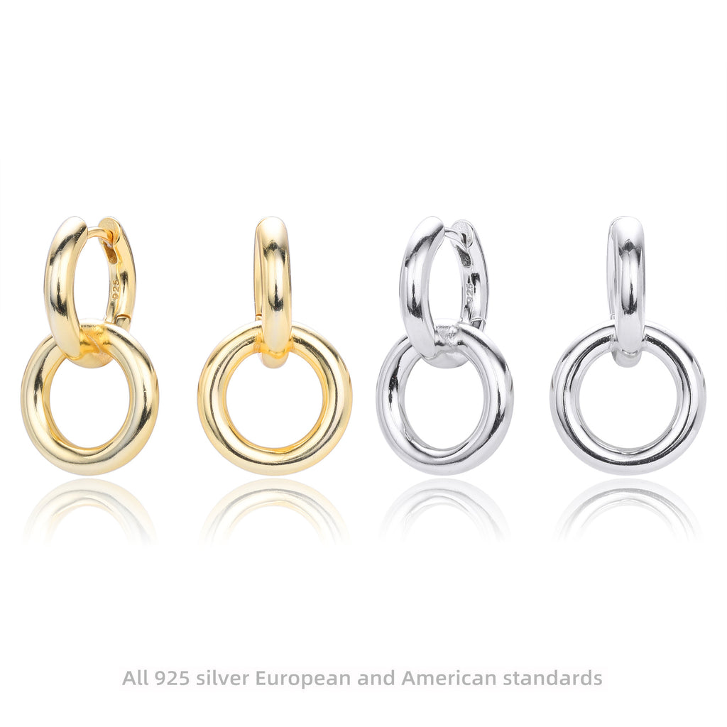 Damen Creolen mit doppeltem Ringdesign aus hochwertigem 925 Sterling Silber Shop Nory