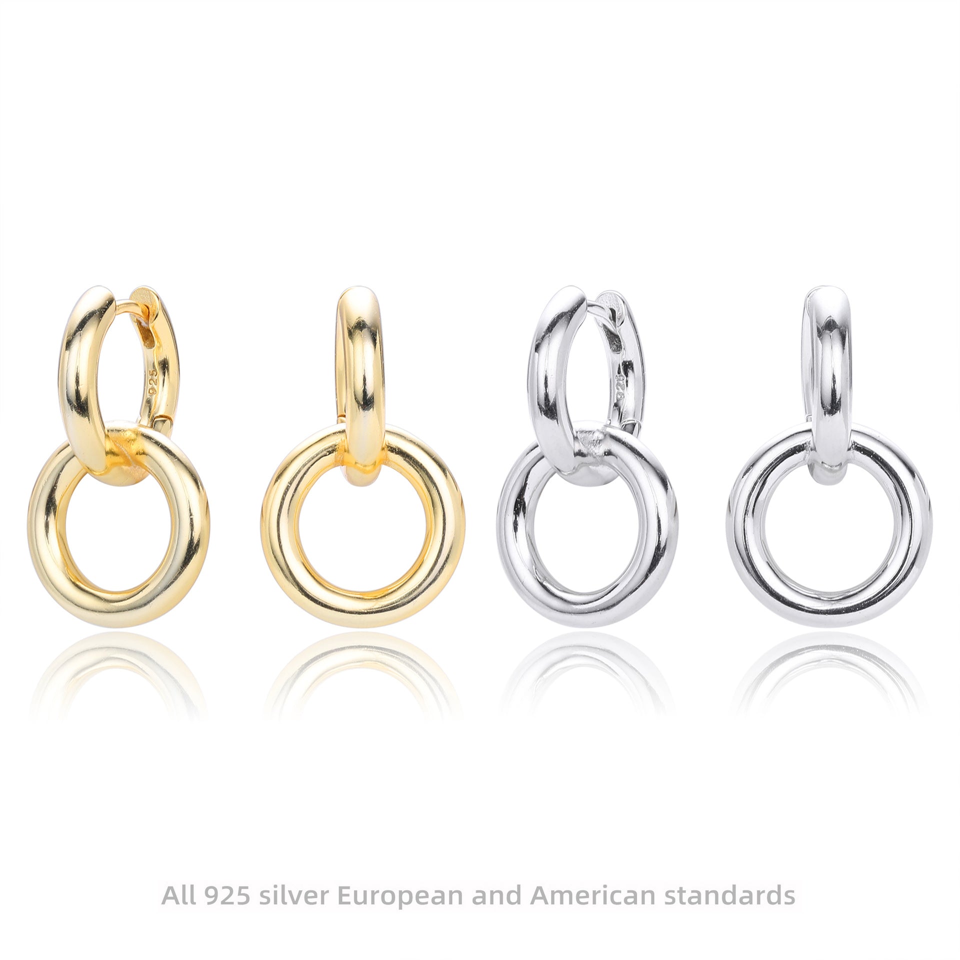 Damen Creolen mit doppeltem Ringdesign aus hochwertigem 925 Sterling Silber Shop Nory