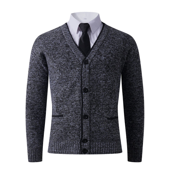 Herren Strukturierte Strickcardigan mit V-Ausschnitt, Knopfleiste und Eingrifftaschen Shop Nory