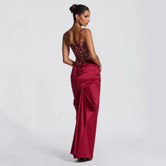 Damen Elegantes Abendkleid mit Korsett-Oberteil und drapiertem Rock Shopnory