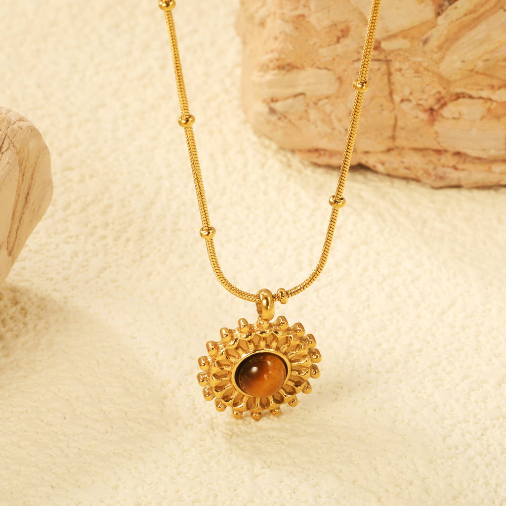 Damen Halskette mit kunstvollem Sonnenanhänger und verstellbarem Kettendesign Shop Nory
