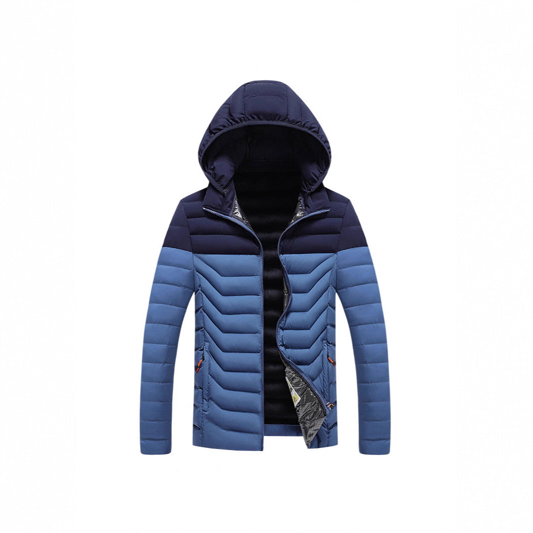 Herren Ultraleichte gesteppte Kapuzenjacke mit Chevron-Steppung, winddichter Außenlage und Thermofutter Shop Nory