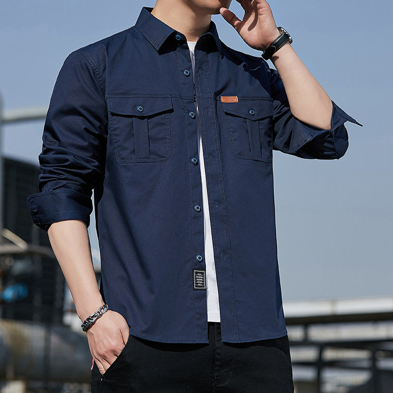 Herren Utility-Overshirt aus Baumwollmix mit Brustpattentaschen und verstärkten Nähten Shop Nory