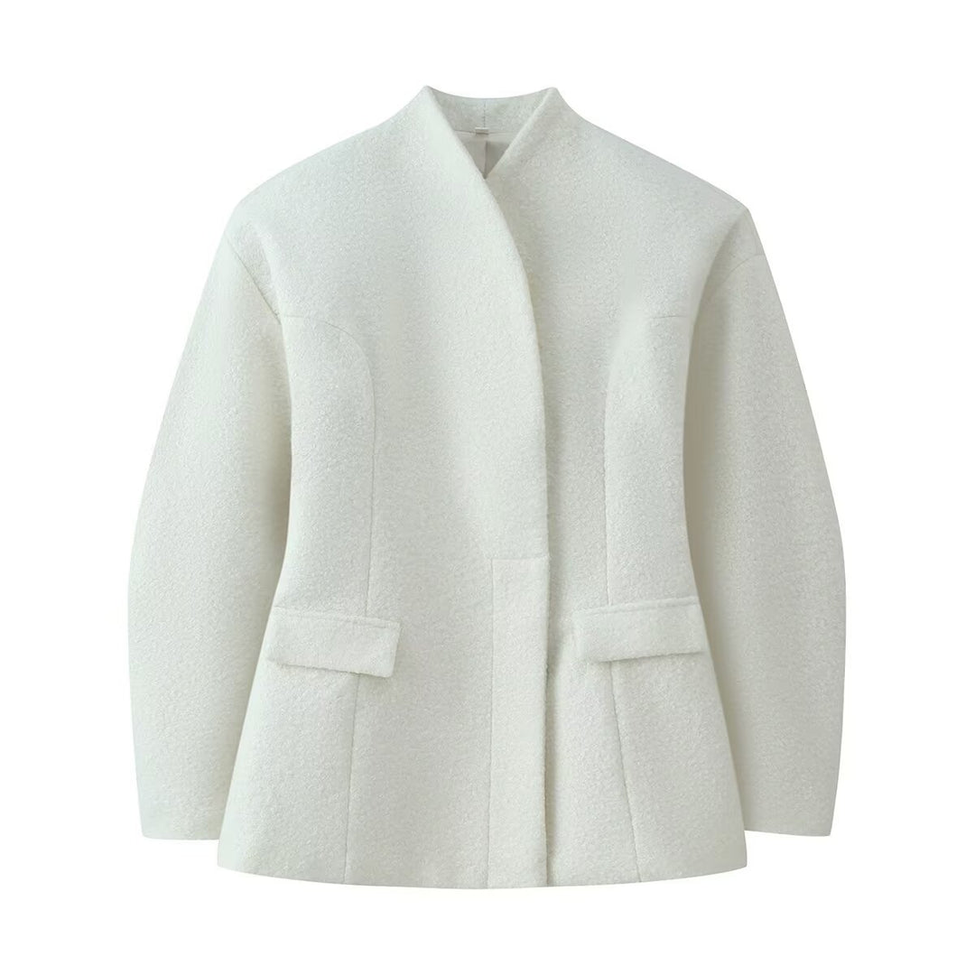 Damen Bouclé-Kurzjacke mit kastiger Silhouette, verdeckter Druckknopfleiste und Pattentaschen Shop Nory