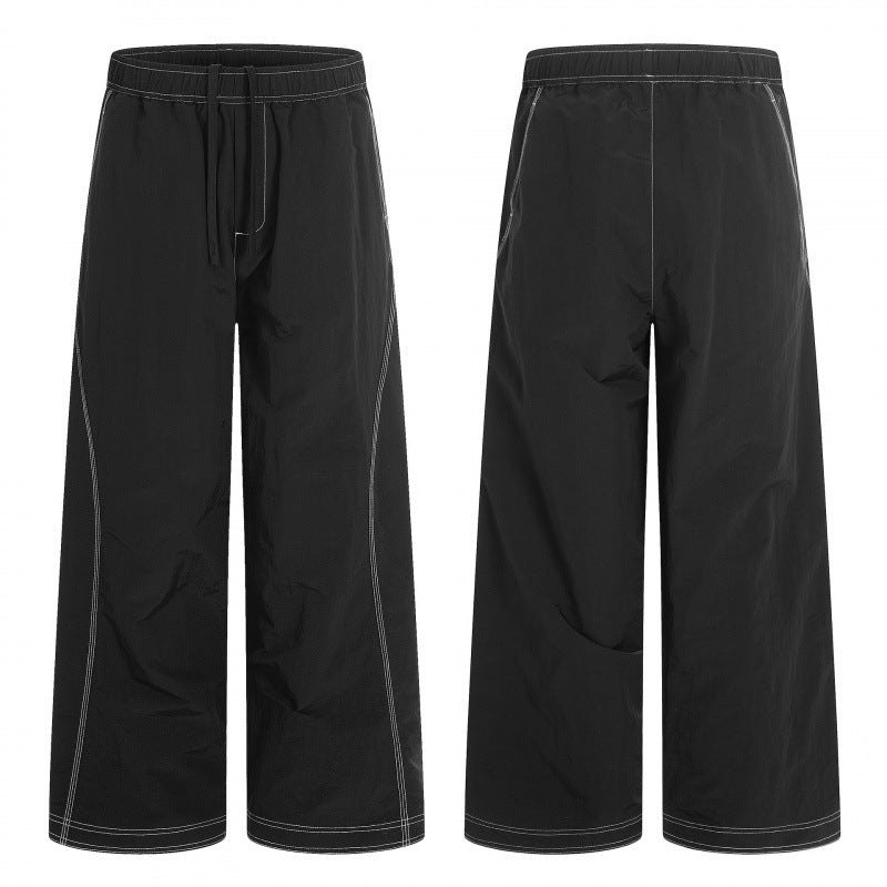 Damen Weite Hose mit elastischem Bund, Kordelzug und kontrastierenden Ziernähten Shop Nory