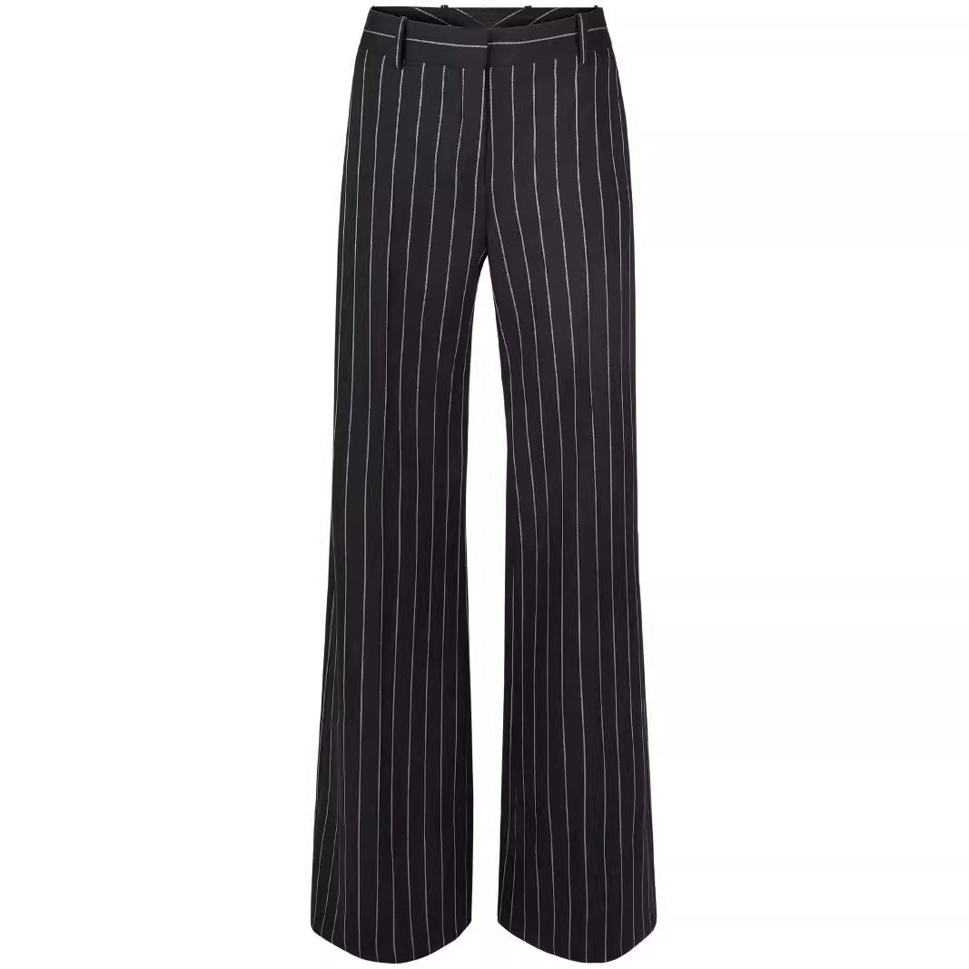 Damen Hochtaillierte weite Nadelstreifen-Hose im Tailoring-Stil Shop Nory