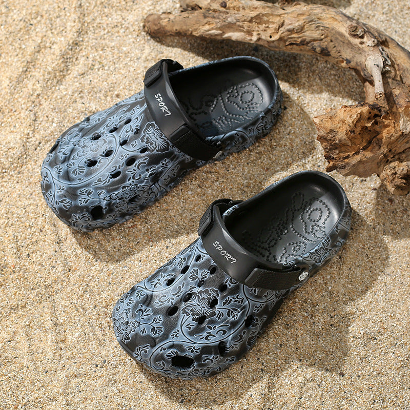 Damen Komfortable Clogs mit verstellbarem Riemen und floralem Design