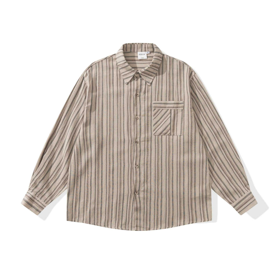 Herren Lockeres Overshirt-Hemd mit gestreifter Webstruktur, Brusttasche und legerem Schnitt Shop Nory