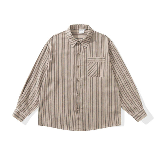 Herren Lockeres Overshirt-Hemd mit gestreifter Webstruktur, Brusttasche und legerem Schnitt Shop Nory