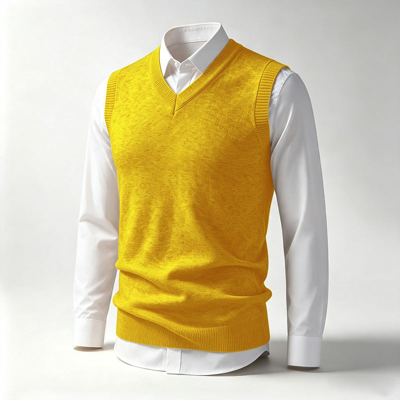 Herren Ärmellose Feinstrick V‑Ausschnitt Weste mit geripptem Saum Shop Nory