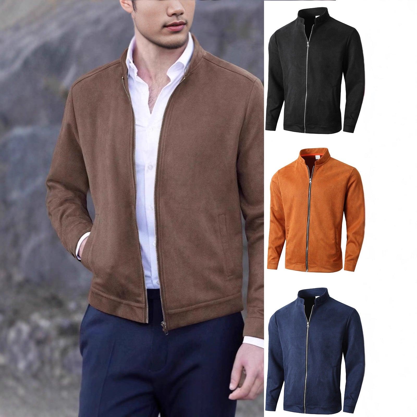 Herren Fleecejacke mit modernem Stehkragen und weichem Innenfutter