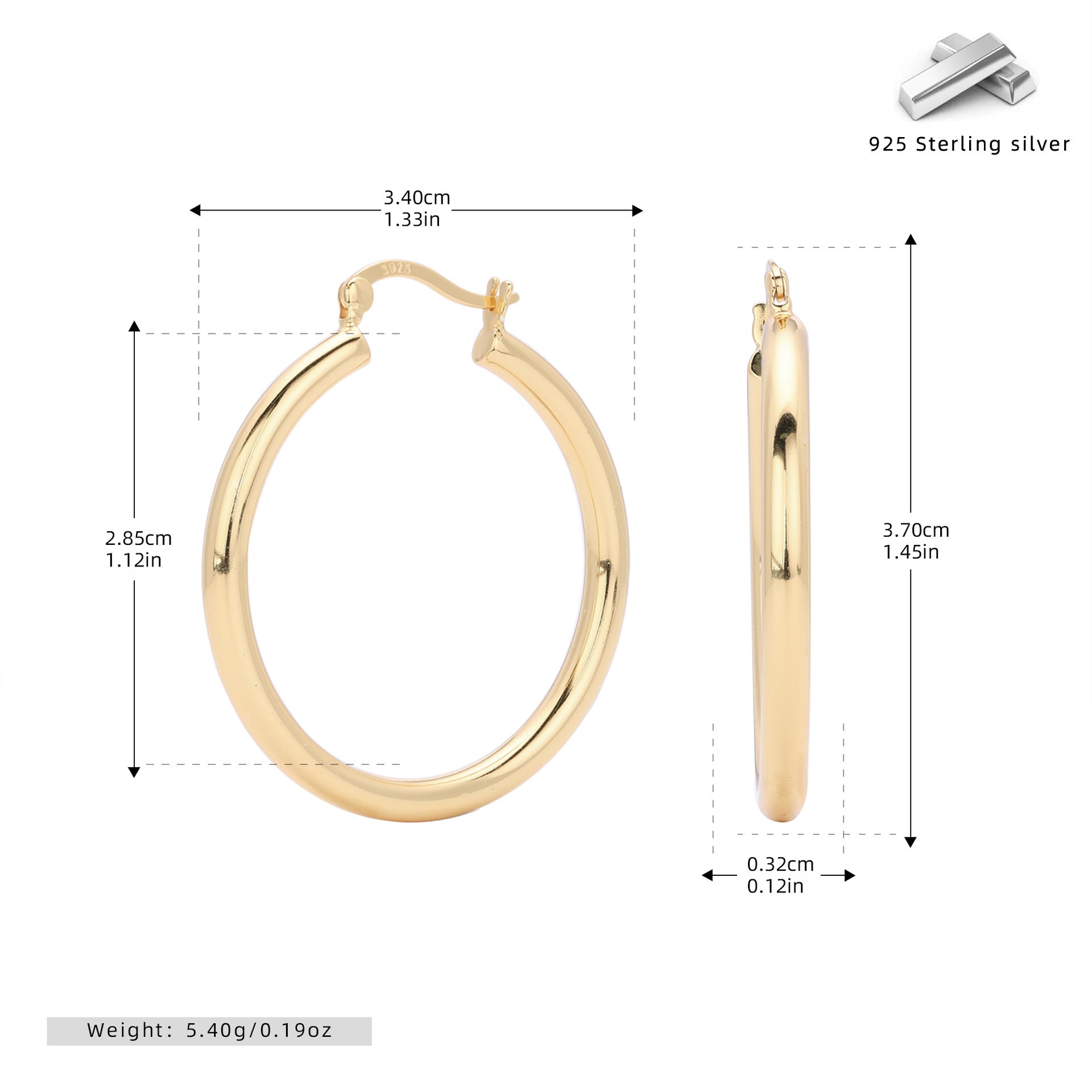 Damen Creolenohrringe mit elegantem und zeitlosem Design aus hochwertigem 925 Sterling Silber Shop Nory