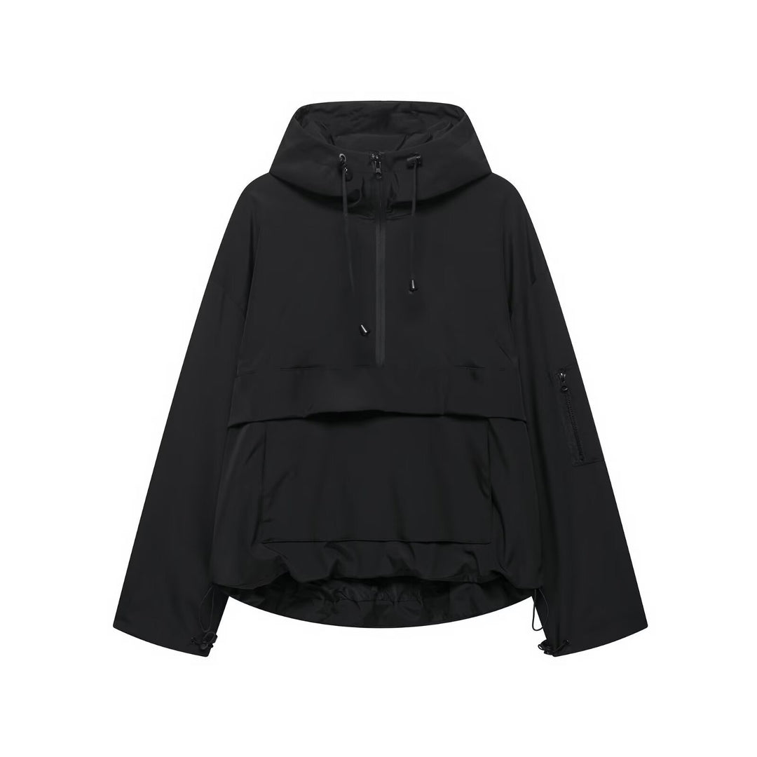 Unisex nan technischer Windbreaker Anorak mit halbhohem Reißverschluss Kapuze und Kängurutasche Shop Nory