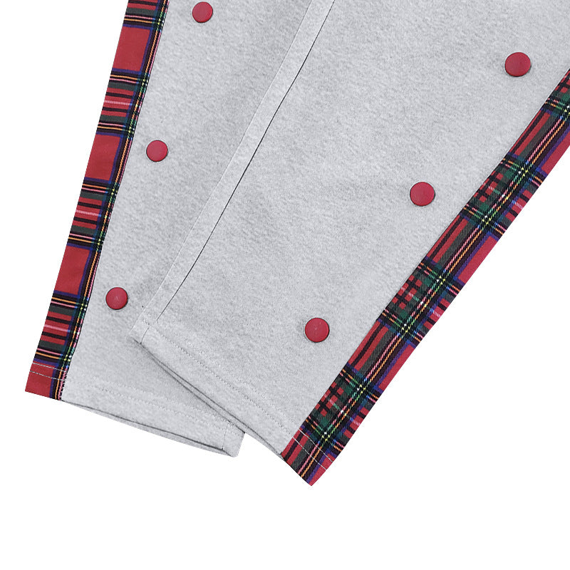 Herren lockere Jogginghose mit seitlichem Karostreifen und Druckknopfleiste Shop Nory