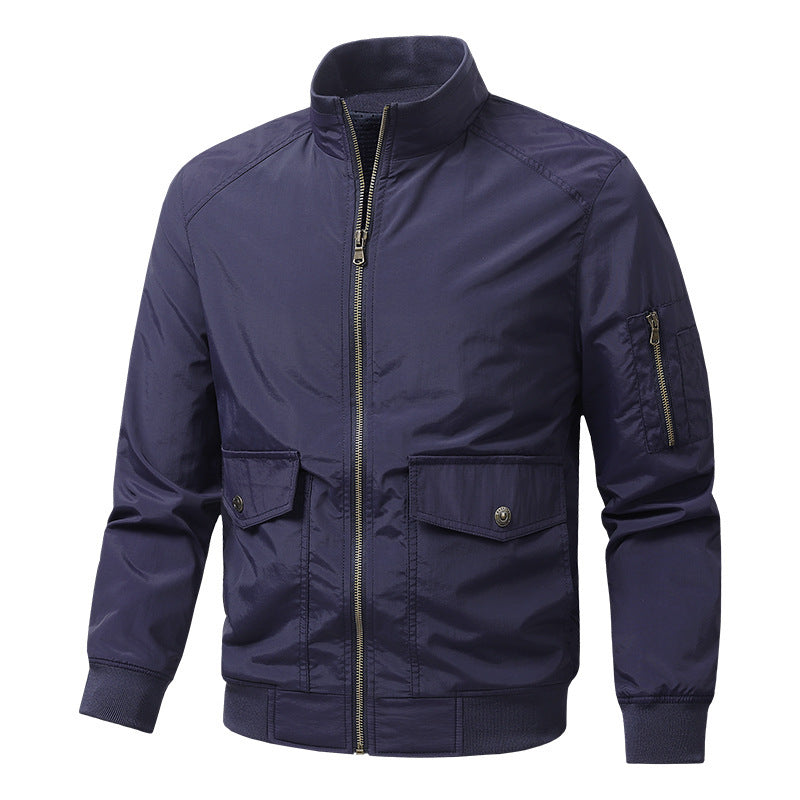 Herren Wind- und Wasserabweisende Urban-Bomberjacke mit Stehkragen und Mehrfach-Taschen Shop Nory