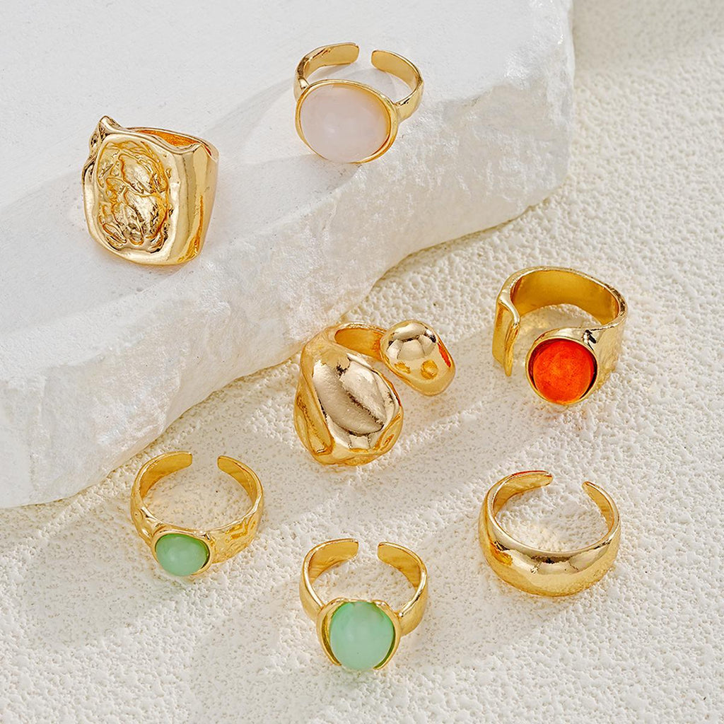Damen Ring-Set mit kunstvollen Designs und farbigen Stein-Elementen Shop Nory