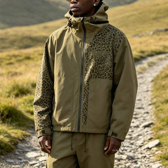 Damen Modische Jacke mit Kapuze und Tierdruck
