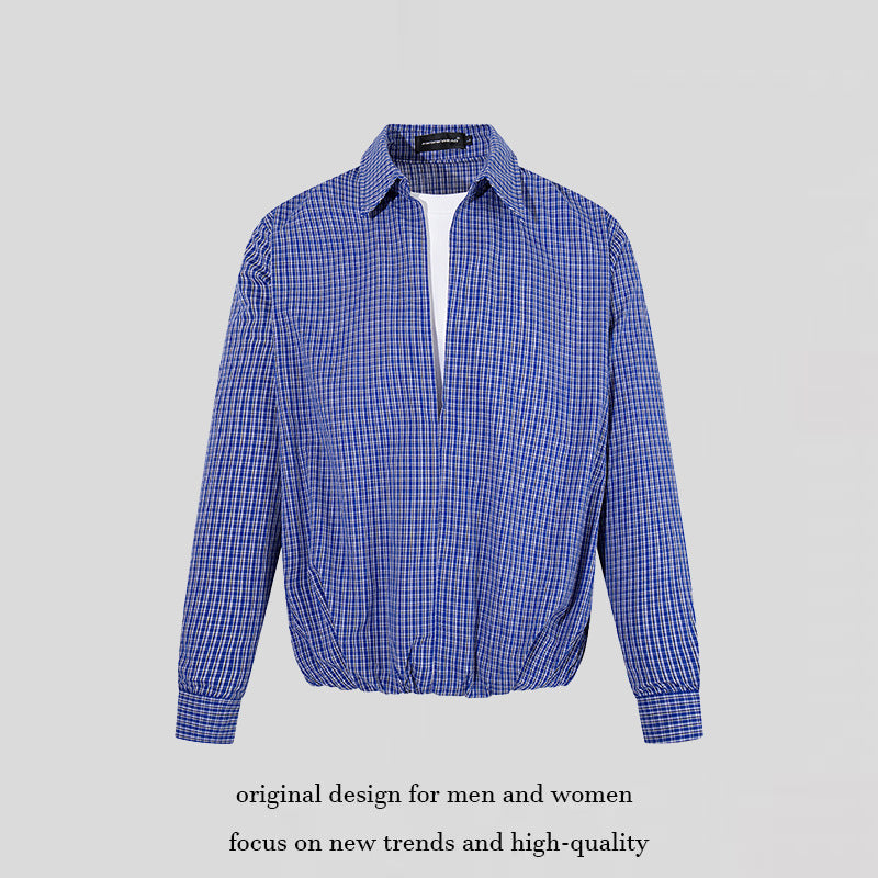 Herren Overshirt-Blouson im Karomuster mit Gummizugbund und Hemdkragen Shop Nory