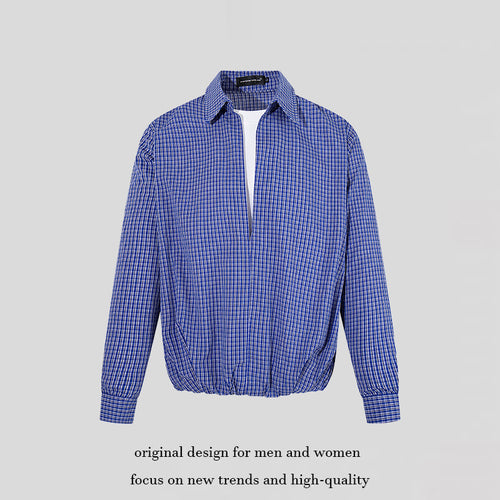 Herren Overshirt-Blouson im Karomuster mit Gummizugbund und Hemdkragen Shop Nory