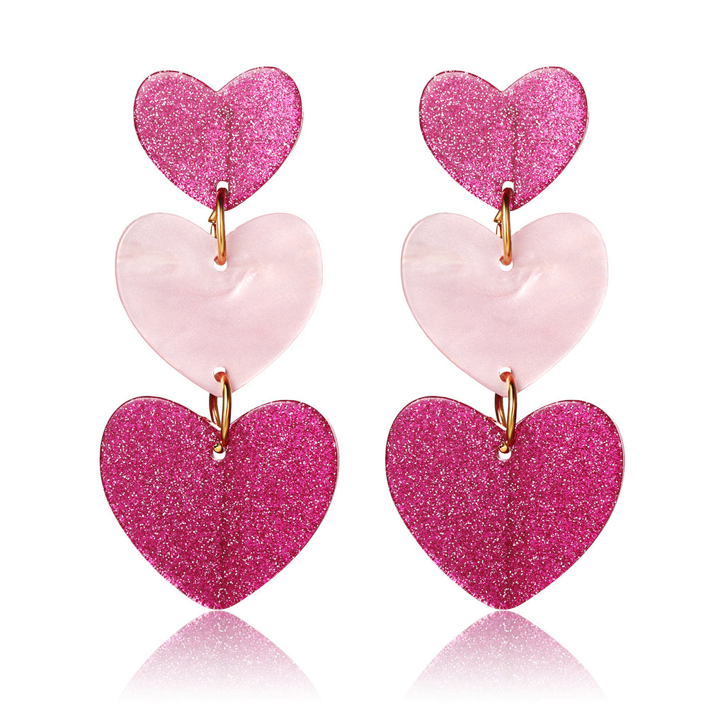 Damenohrringe mit funkelnden Herzanhängern aus hochwertigem Acryl Shop Nory