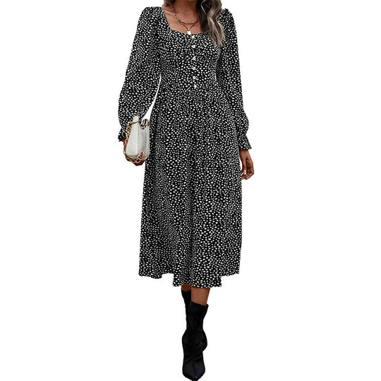 Damen Midikleid mit eckigem Ausschnitt, taillierter Smokpassform und Knopfleiste Shop Nory