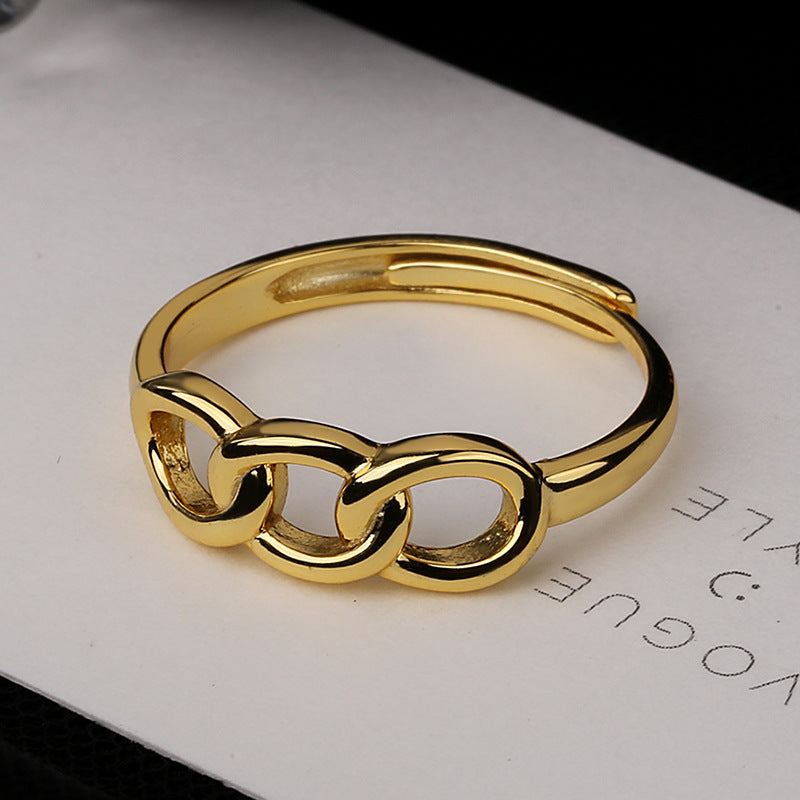 Damen Ring mit modernem Kettendesign und glänzender Oberfläche Shop Nory