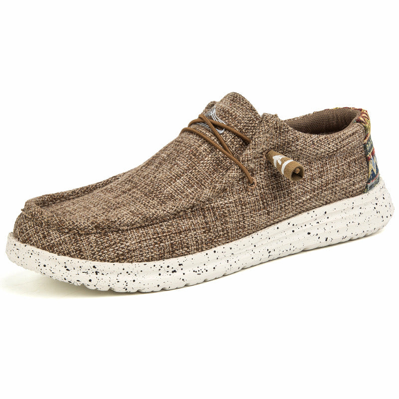 Herren Legerer Canvas-Mokassin-Slipper mit geflochtener Schnürung und gefleckter EVA-Sohle Shopy Nory
