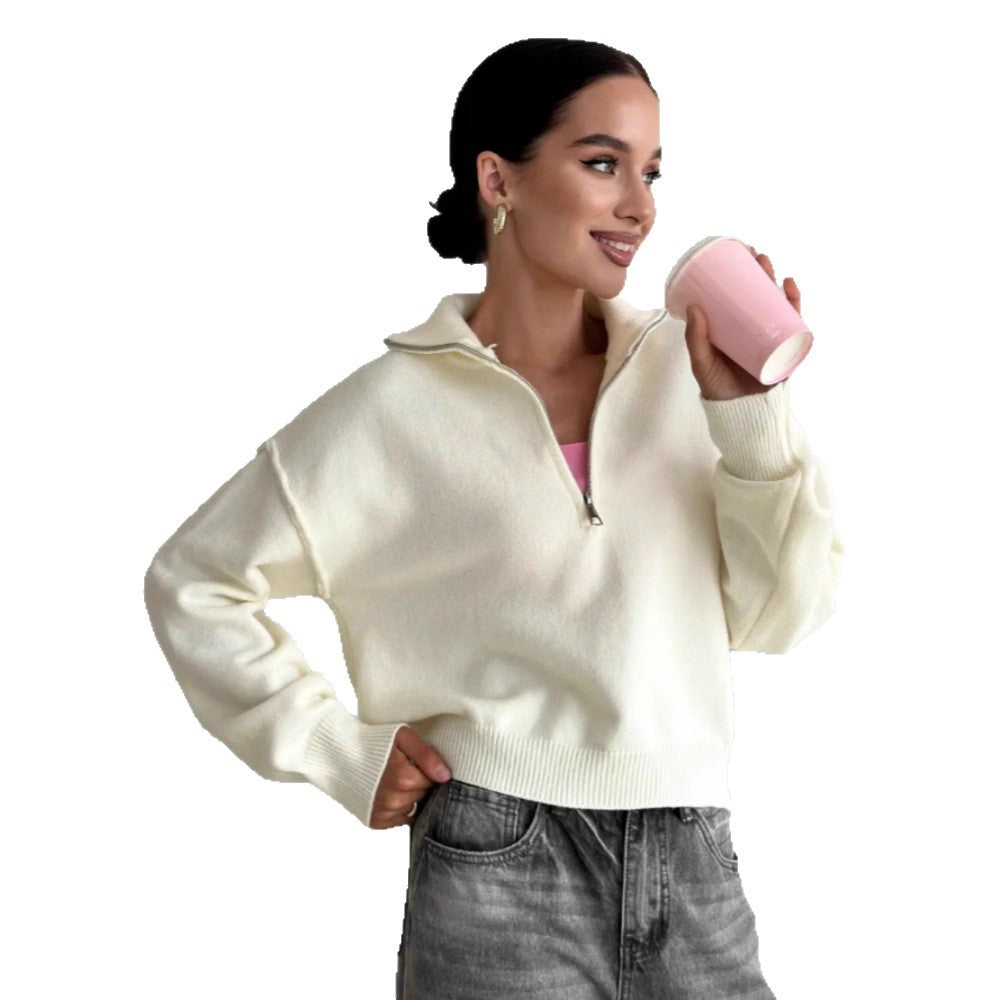 Damen Modischer Pullover mit praktischem Halbreißverschluss Shop Nory