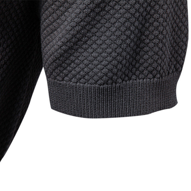 Herren nan strukturiertes Feinstrickpoloshirt mit offenem Reverskragen