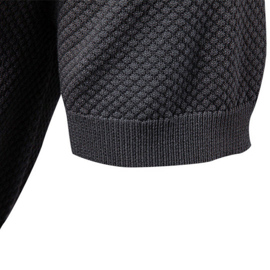 Herren nan strukturiertes Feinstrickpoloshirt mit offenem Reverskragen