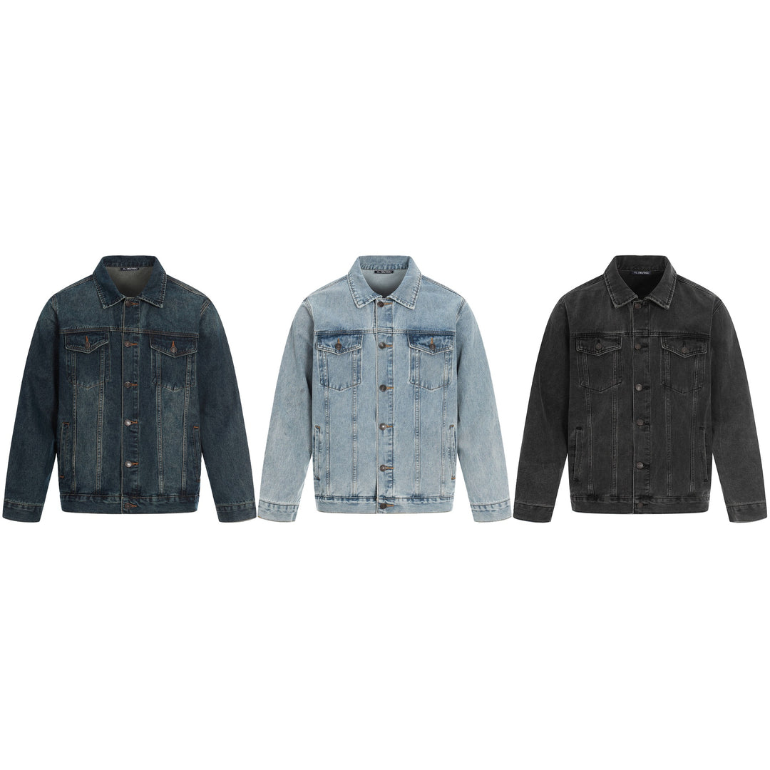 Herren Jeansjacke im Used-Effekt mit Pattentaschen und geradem Schnitt Shop Nory