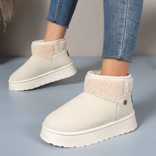 Damen Gefütterte Plateau-Stiefelette mit Teddykragen und Slip-On-Schaft Shop Nory