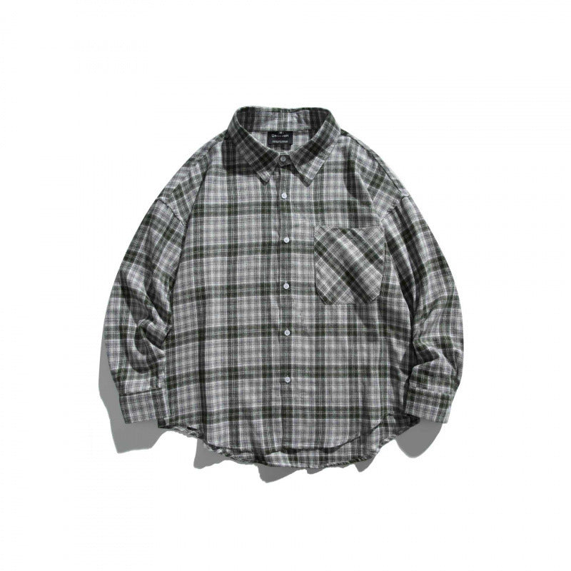 Unisex Oversize Karo‑Hemdjacke im Boxy‑Cut mit Brusttasche und abgerundetem Saum Shop Nory