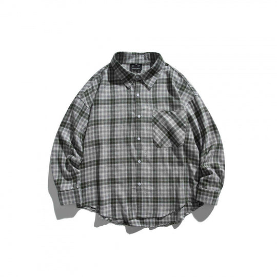 Unisex Oversize Karo‑Hemdjacke im Boxy‑Cut mit Brusttasche und abgerundetem Saum Shop Nory