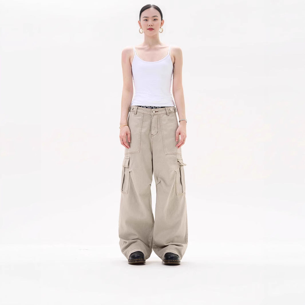 Damen Lässige Weitgeschnittene Cargo-Hose mit praktischen Taschen Shop Nory